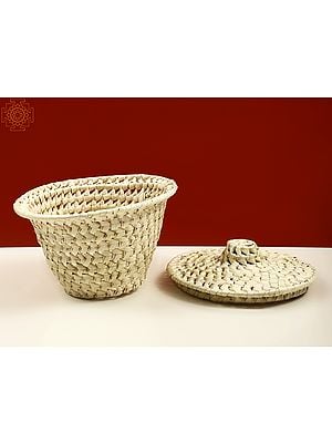 9" Palm Leaf Basket with Lead (Languishing Art Of Tamil Nadu)