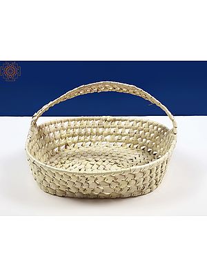 10" Palm Leaf Basket For Puja Flower (Vanishing Art)