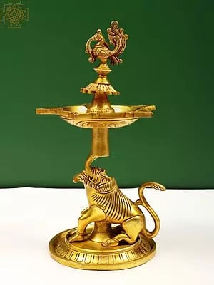 12" Brass Peacock Lamp