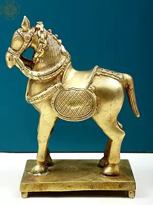 7" Small Brass Horse Statue