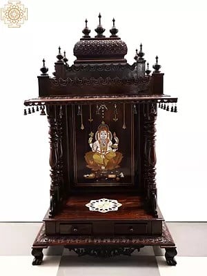 61" Large Hand Painted Wooden Puja Temple