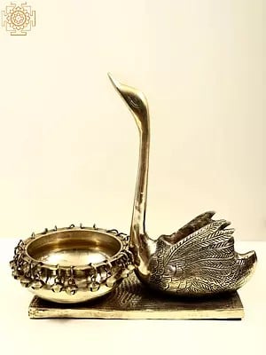 12" Traditional Urli with Swan For Home Decor