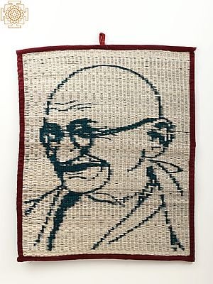 22" Mahatma Gandhi Wall Hanging | Korai Grass Prayer Mats