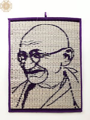 22" Mahatma Gandhi Wall Hanging | Korai Grass Prayer Mats
