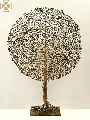 43" Large Brass Tree with Candle Holder