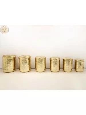 10" Set of Six Brass Grain Boxes