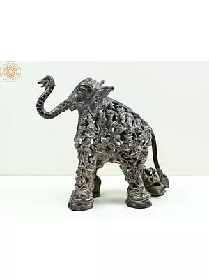 12" Brass Elephant (Tribal Dhokra Art) Figurine