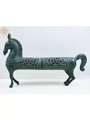 23" Brass Decorative Horse with Carving