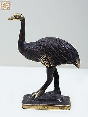 4" Small Brass Common Ostrich Figurine | Decorative Bird Statues