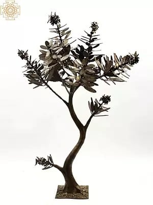 59" Large Brass Olive Tree | Metal Tree Wall Art