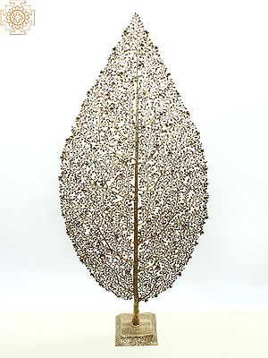 83" Large Brass Leaf Shaped Tree of Life