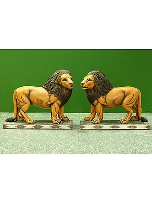24" Marble Lion Showpiece (Pair)