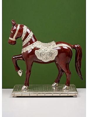 21" Wooden Horse Showpiece