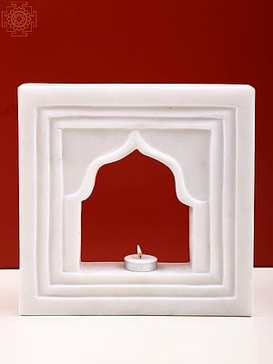 10" White Marble Candle Stand