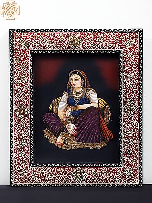 13" Beautiful Queen Painting with Handmade Wooden Frame