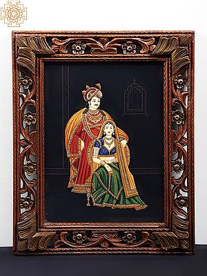 21" King And Queen Painting with Wooden Frame