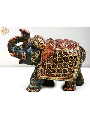 4" Small Carved Elephant Made of Jade Gemstone | Handmade
