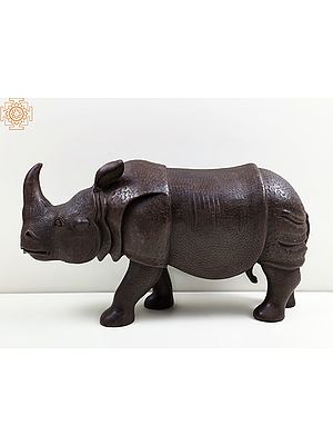 12" Decorative Wooden Rhino Statue | Home Decor Item