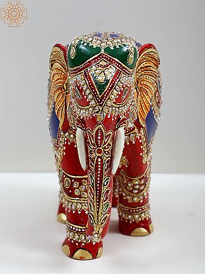 5" Wooden Decorative Elephant Statue