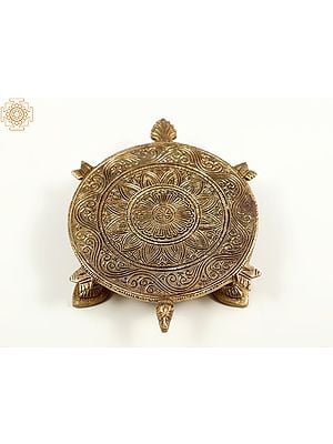 6" Tortoise Ritual Pedestal in Brass | Spiritual Home Decor