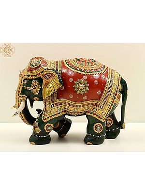 8" Decorative Wooden Elephant