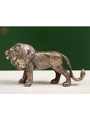 5" Brass Small Lion Figurine | Animal Statue
