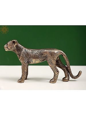4" Brass Small Leopard Figurine | Animal Statues