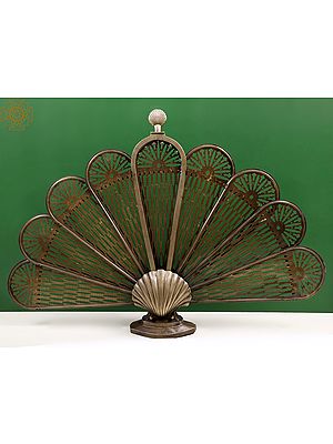 37" Brass Peacock Fan Fireplace Screen