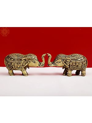 4" Small Brass Decorative Pair of Elephant