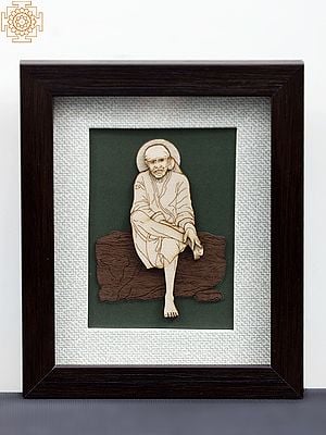 6" Shirdi Sai Baba Wood Art Frame