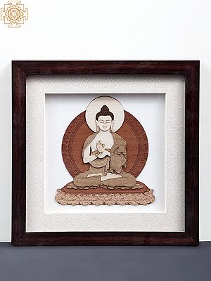 10" Lord Buddha Wood Art Frame | Wooden Wall Decor Items