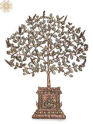 44" Beautiful Tulsi Tree Wall Hanging In Brass