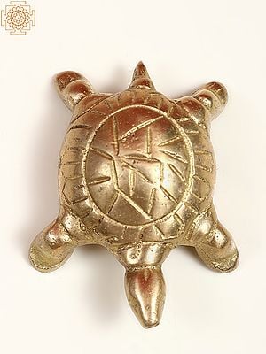 2" Golden-shaded Glittering Small Brass Vastu Tortoise