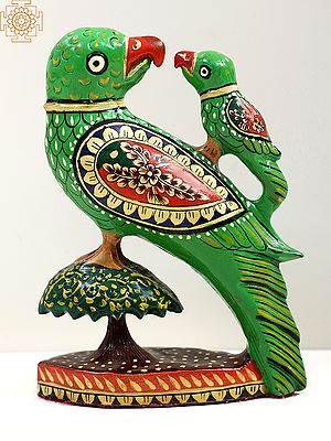 5" Small Wooden Decorative Parrot
