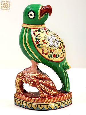 4" Small Wooden Decorative Parrot