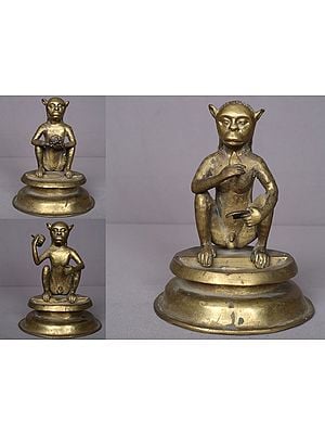 9" Brass Set Of Three Monkeys From Nepal