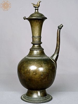 14" Copper Surahi with Lid From Nepal