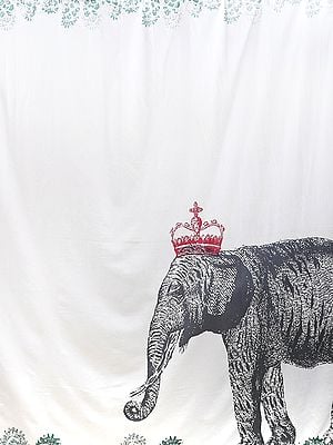 Star-White Curtain with Elephant Printed Design