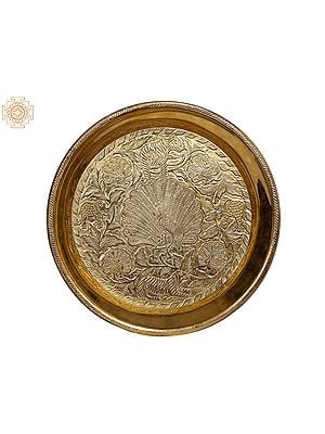12" Brass Animal Carved Decorative Plate