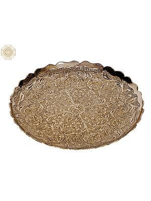 4" Brass Beautiful Floral Design Plate | Kitchen and Dining Utensils