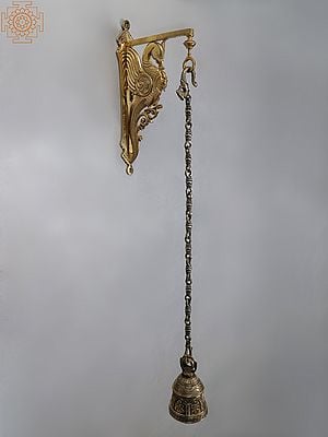 36" Brass Parrot Bracket with Hanging Bell