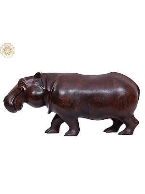 12" Wooden Standing Hippopotamus