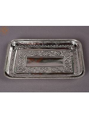 Silver Small Rectangle Tray From Nepal