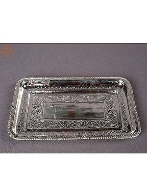 Silver Small Rectangle Tray From Nepal