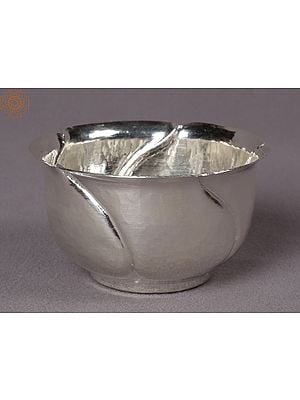 4" Silver Designer Cut Bowl From Nepal