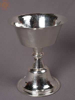 5" Silver Designer Cup With Stand From Nepal