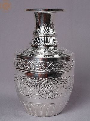 8" Silver Designer Flower Pot From Nepal