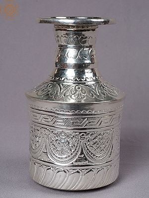6" Silver Designer Flower Pot From Nepal