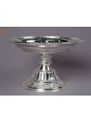 8" Silver Designer Fruit Tray with Stand From Nepal