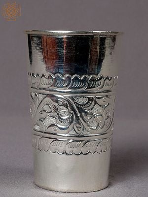 3" Silver Designer Glass from Nepal | Kitchen and Dining Utensils